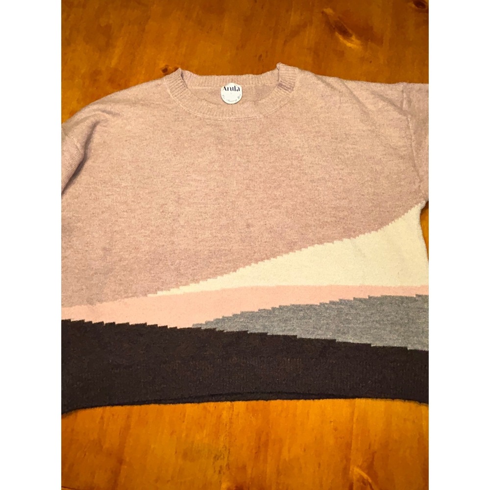 Arula Colorblock Landscape Knit Sweater Boho Southwestern Cottagecore 90s Vtg - Picture 8 of 9